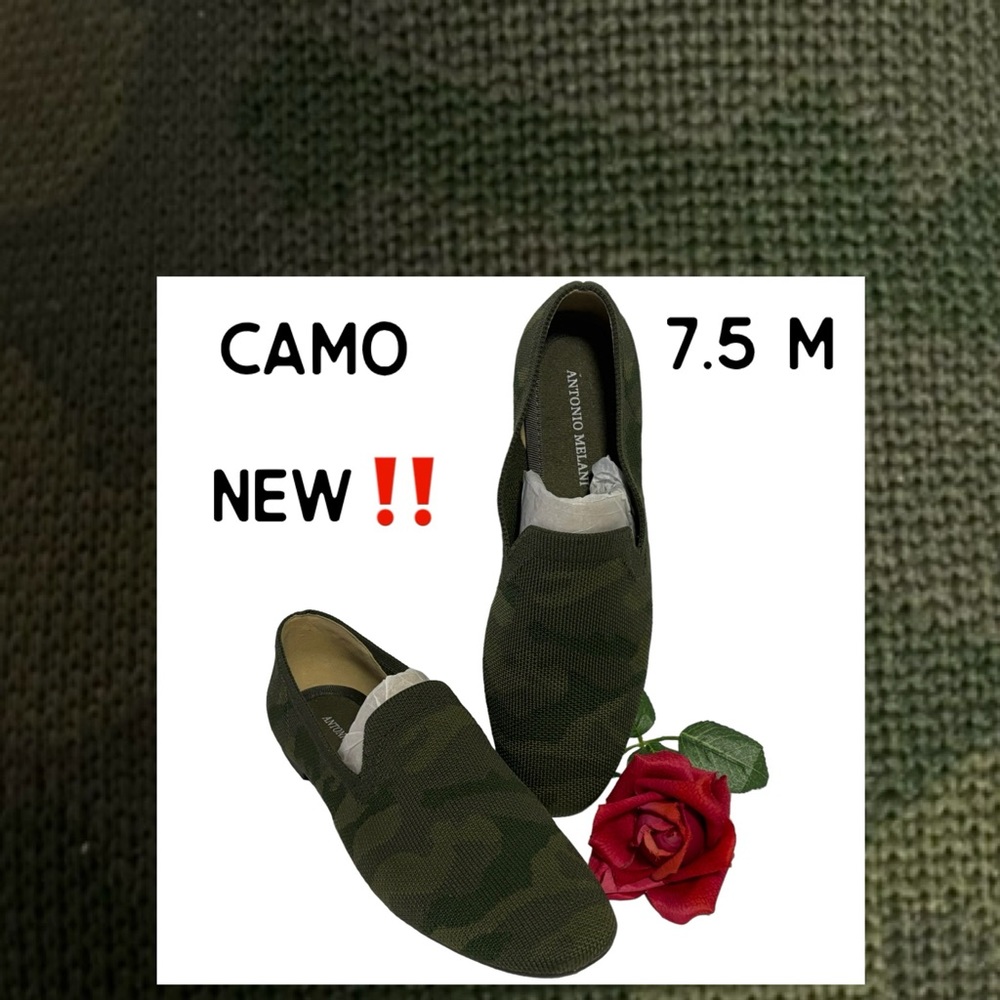 Antonio Melani Green Camouflage slip on shoes 7.5M NWOT